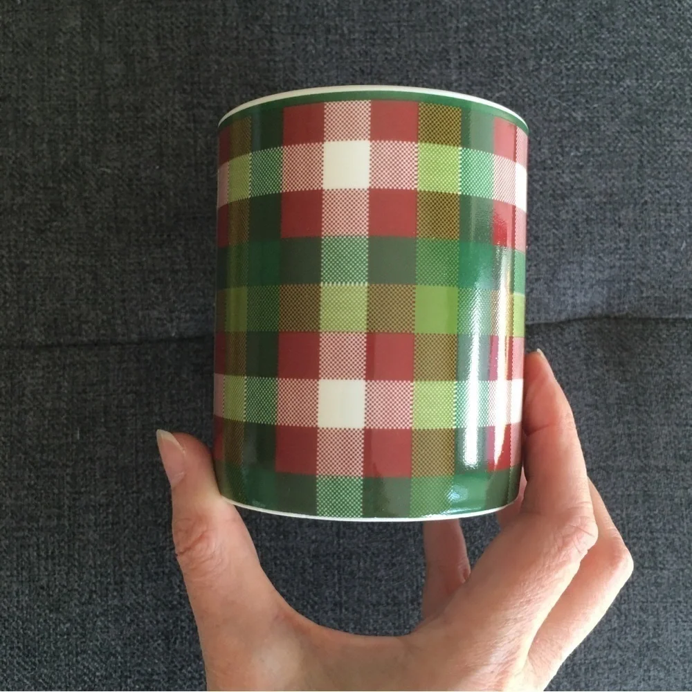 Colorful Plaid Coffee Mug, Red, Green, Cream, 12 oz
